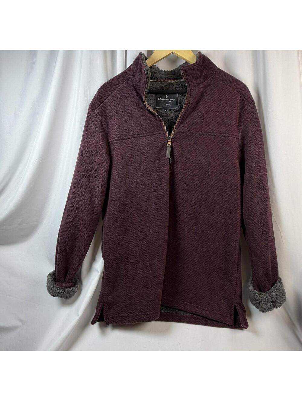 London Fog Collection Mens Herringbone Pullover Fleece Lined Size M